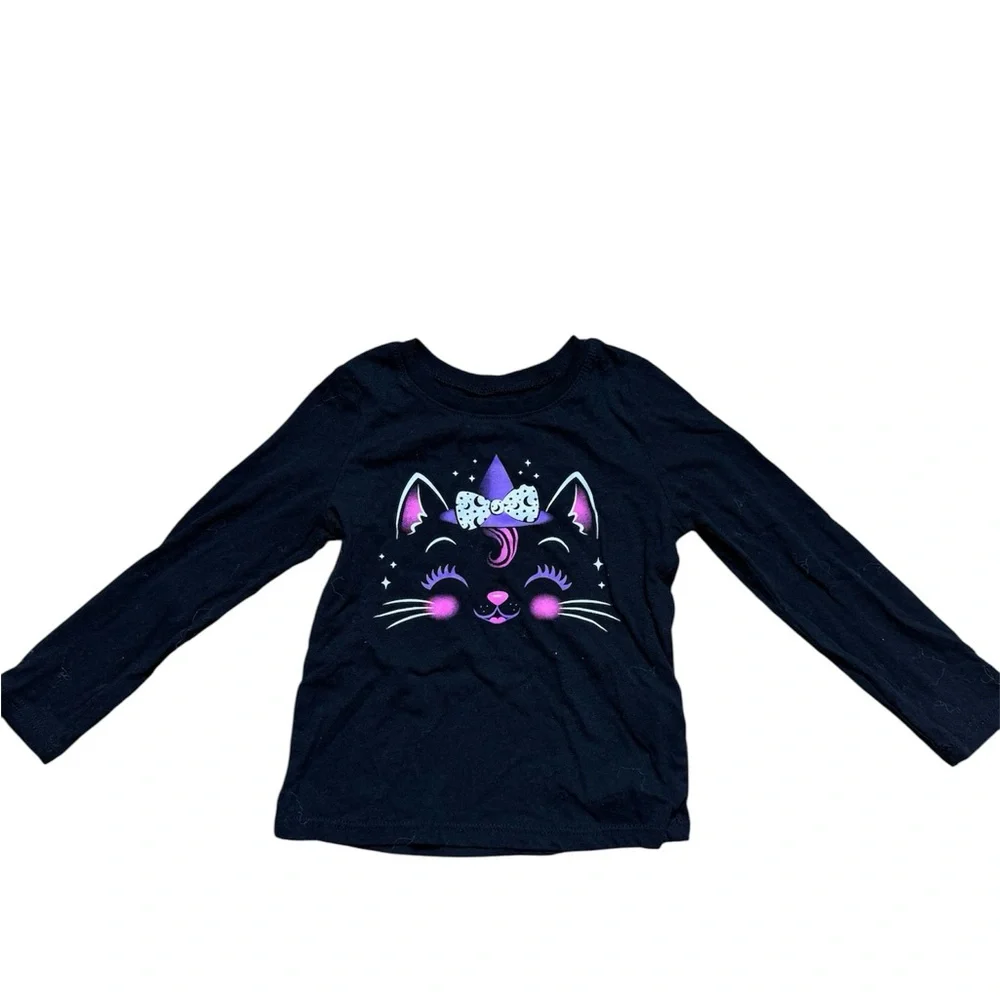 The Children's Place | Toddler Halloween Black Long Sleeve Cat Tee | 2T